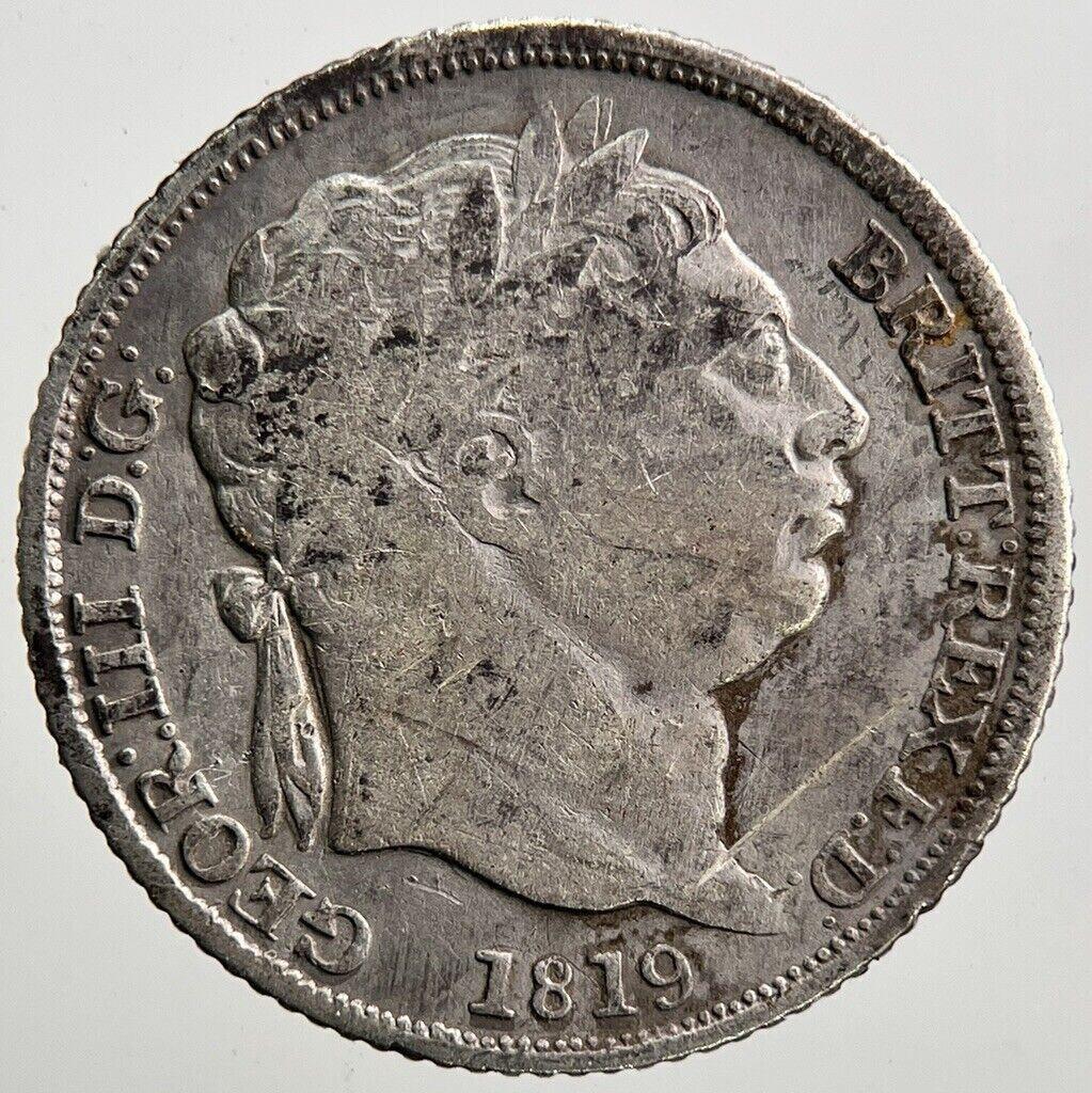 1819 George III Sixpence Silver Coin | Fine Collectable Grade | a3426