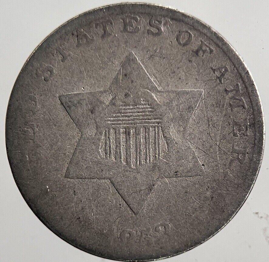 1853 US USA 3 III Silver Cents Coin | Collectable Grade | a5510