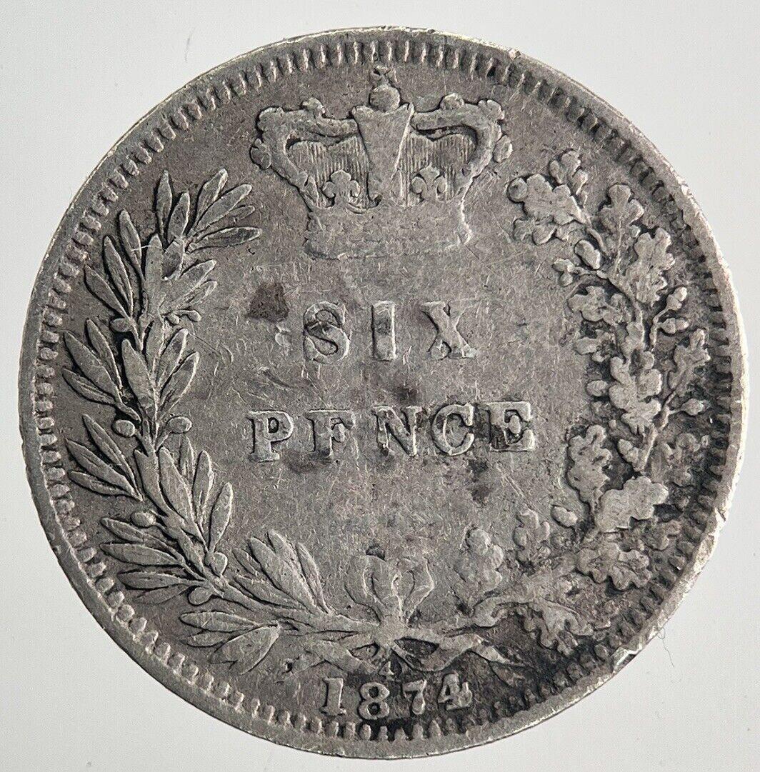 1874 Victoria Sixpence Silver Coin | Fine Collectable Grade | a9965
