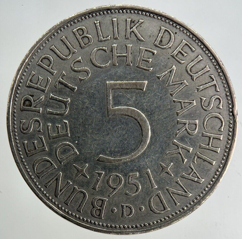 1951 Germany 5 Mark Silver Coin | Fine Collectable Grade