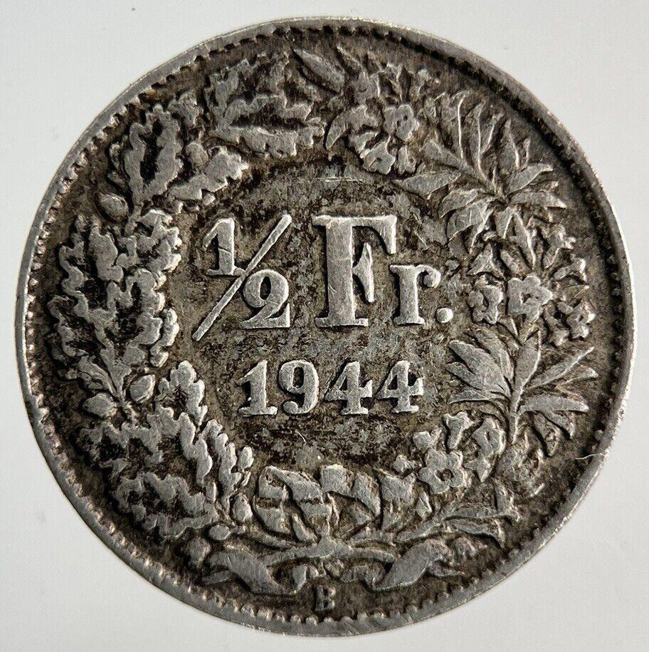 1944 Switzerland Swiss 1/2 Half Franc Silver Coin | Fine Collectable Grade