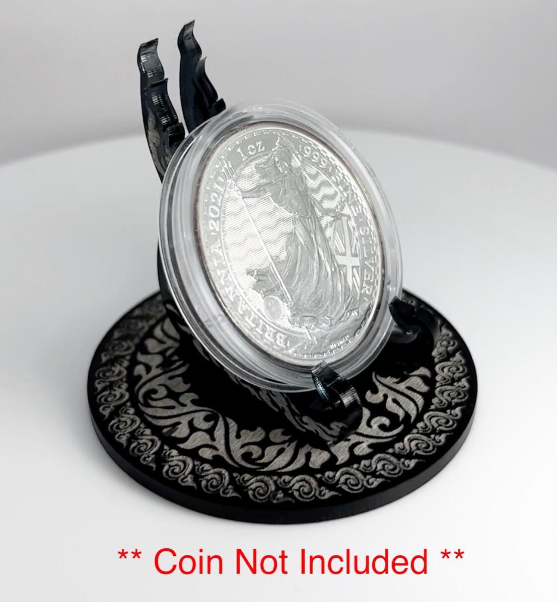 Black Tiger Themed 1oz Silver or Gold Coins / Amulet / Medal Display Stand
