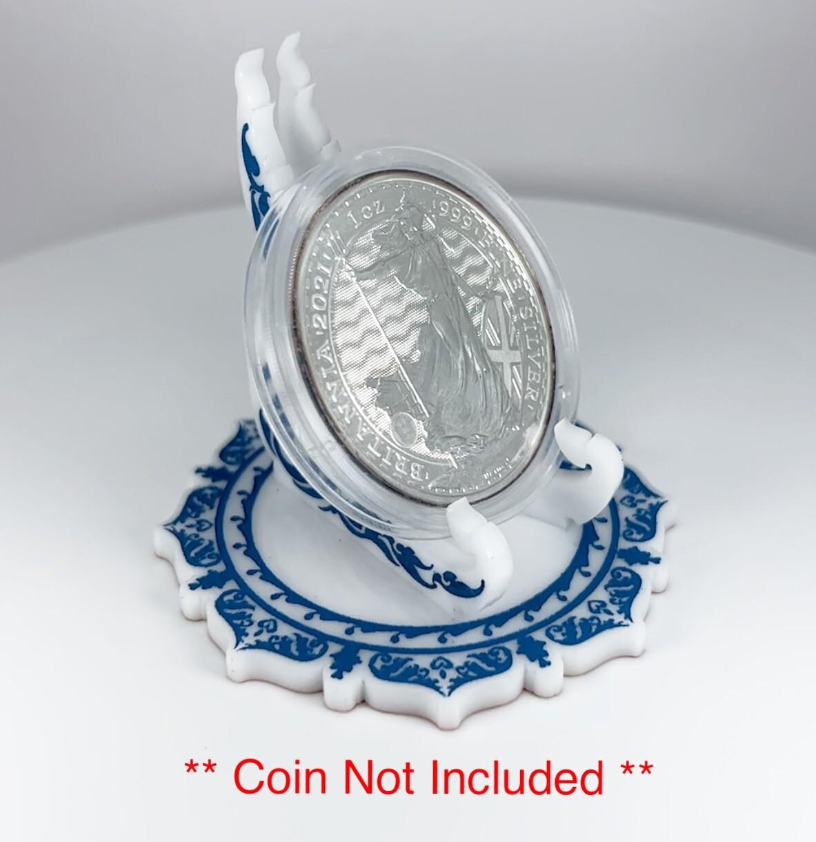 White & Blue 1oz Silver or Gold Coins / Amulet / Medal Display Stand