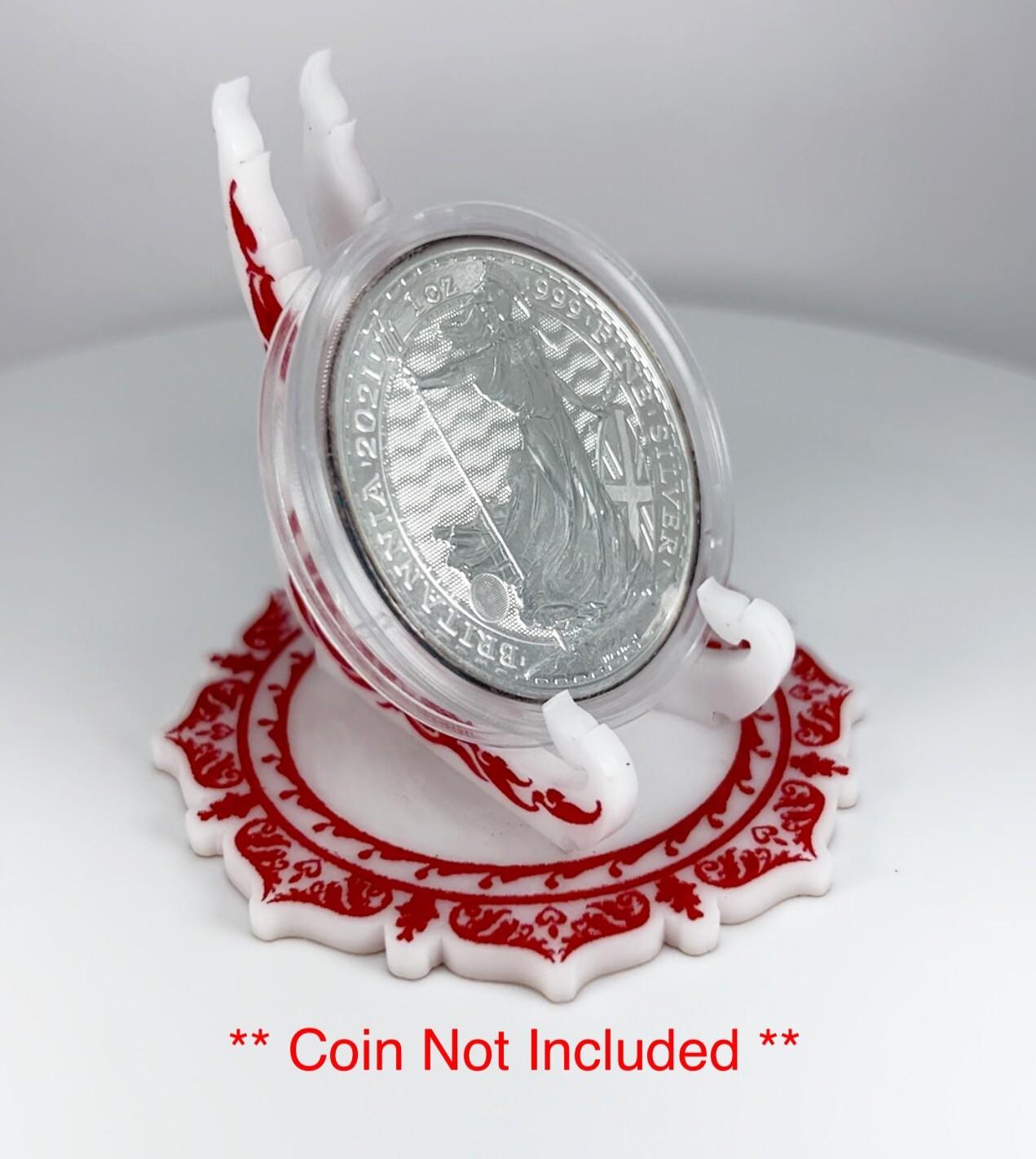 Red & White 1oz Silver or Gold Coins / Amulet / Medal Display Stand