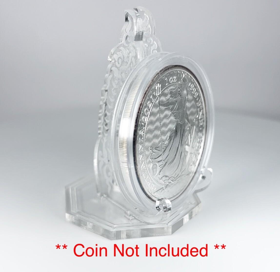 Clear Dragon 1oz Silver or Gold Coins / Amulet / Medal Display Stand