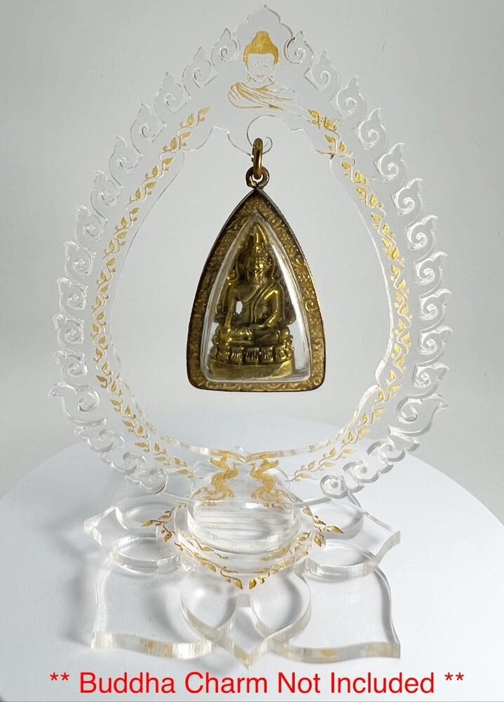 Clear & Gold Thai Buddha Themed Hanging Charm / Amulet / Medal Display Stand