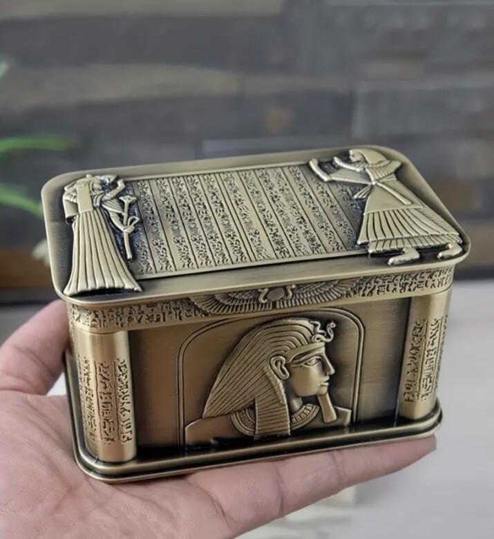 Egyptian Themed Coin Storage Box Chest Tomb Luxury Heavy Metal Tin Design