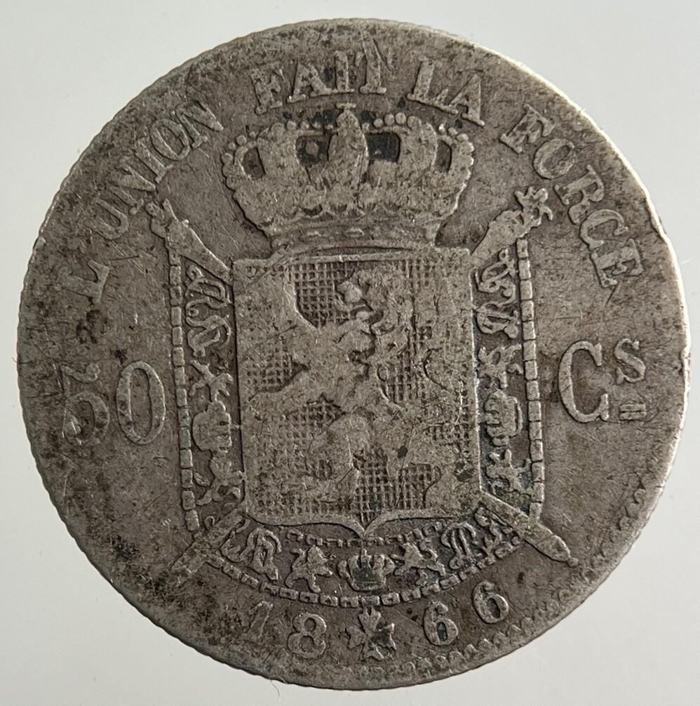 1866 Belgium 50 Centimes Silver Coin | Collectable Grade