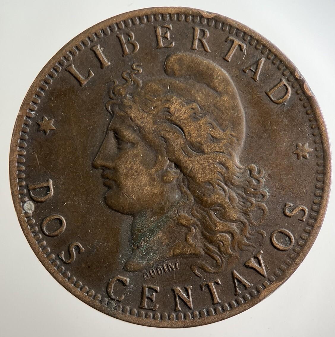 1895 Argentina 2 Centavos Coin | Fine Collectable Grade