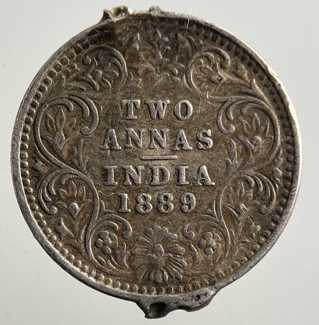 1889 India 2 Annas Silver Coin | Fine Collectable Grade