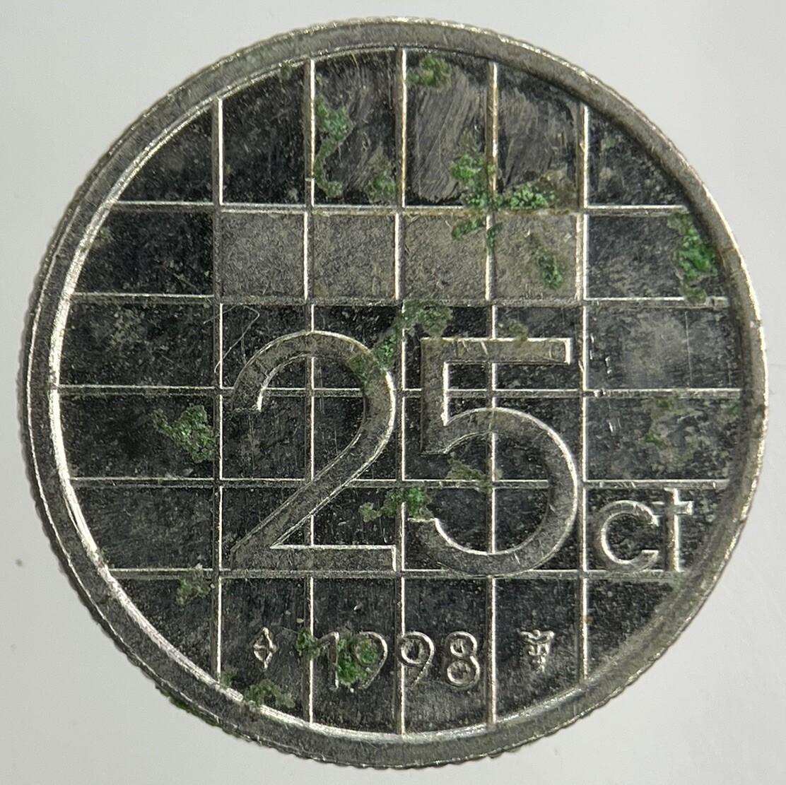 1998 Netherlands 25 Cents Coin | Fine Collectable Grade