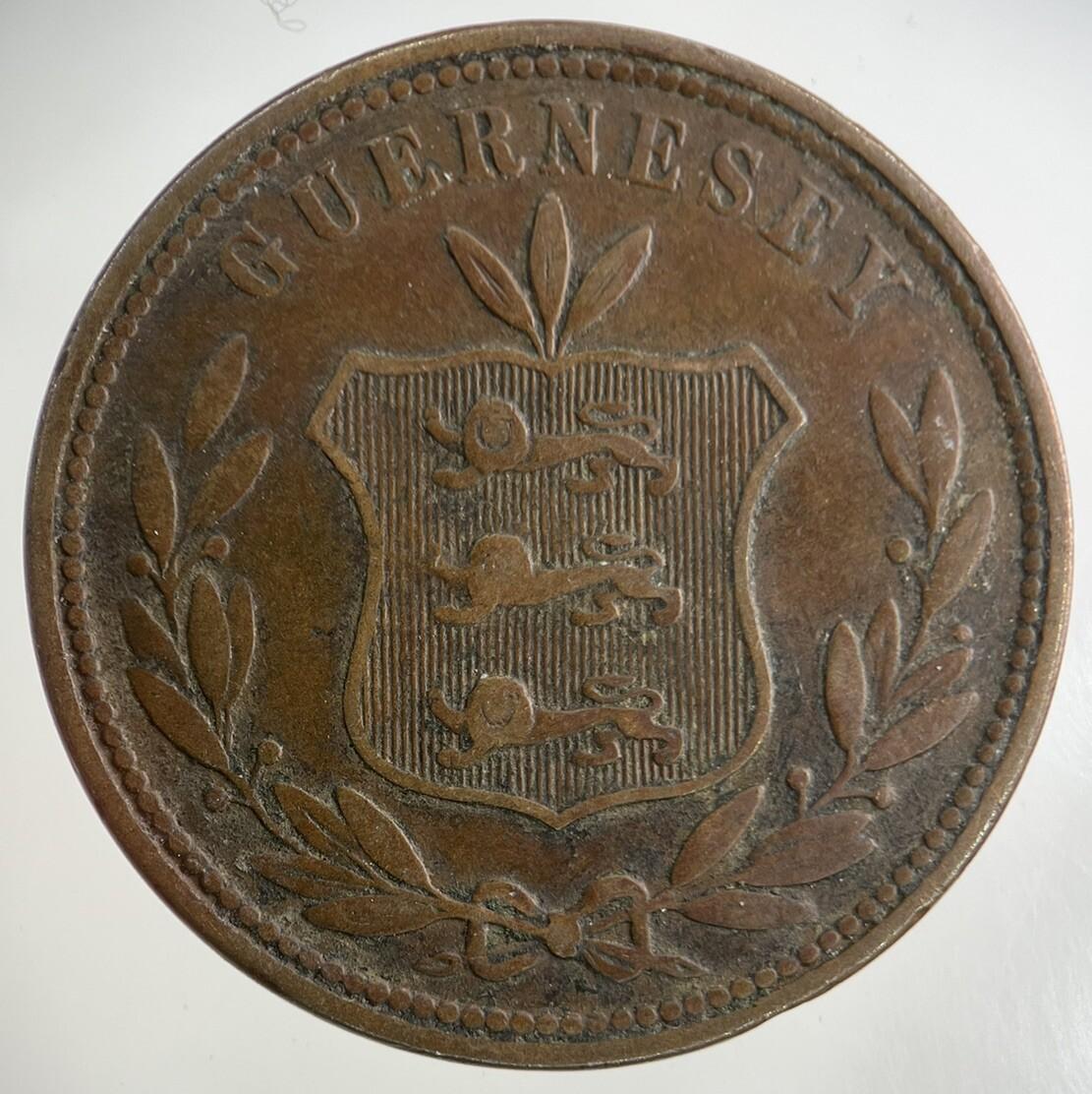 1864 Guernsey 8 Doubles Coin | Collectable Grade