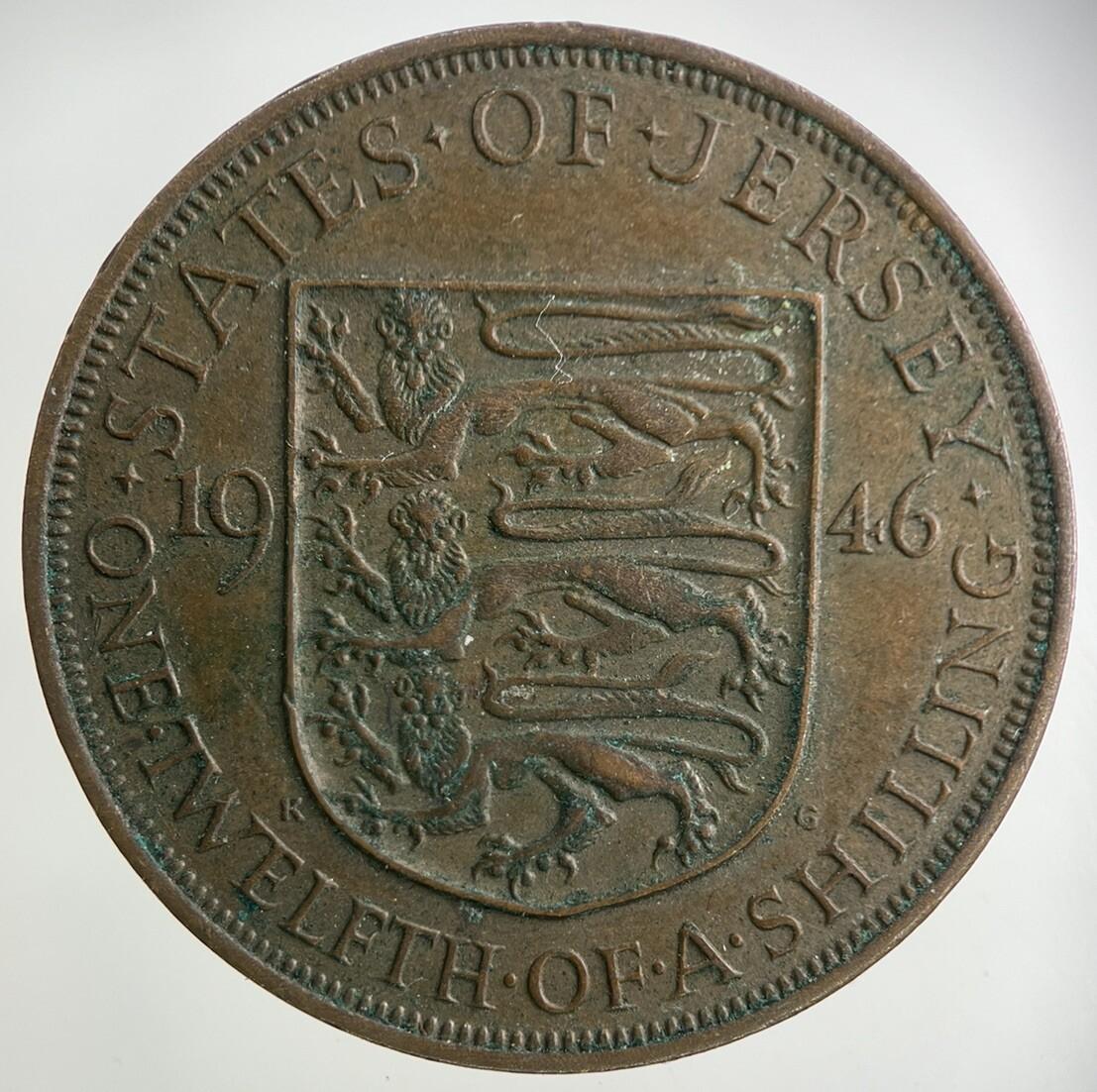 1946 Jersey 1/12 One Twelfth Of A Shilling Coin | Very High Grade