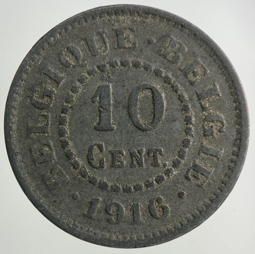 1916 Belgium 10 Centimes Coin | Fine Collectable Grade