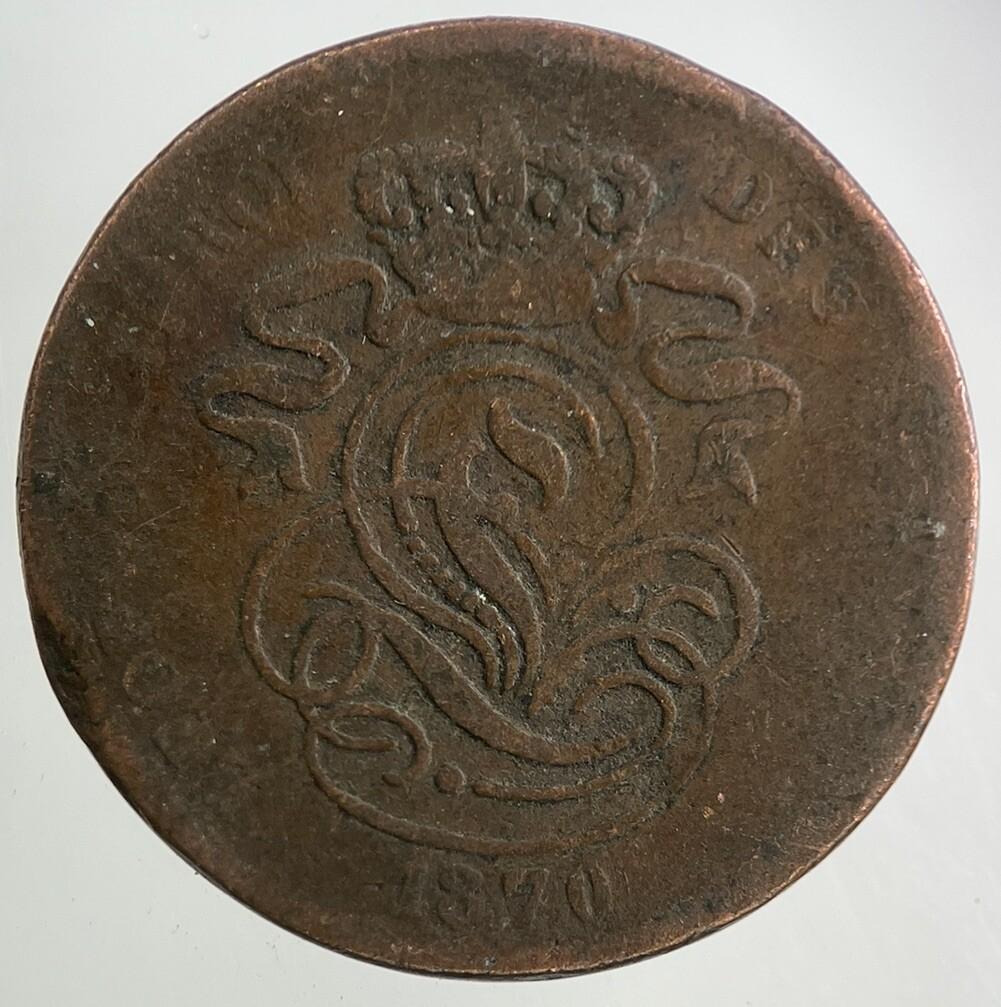 1870 Belgium 2 Centimes Coin | Collectable Grade