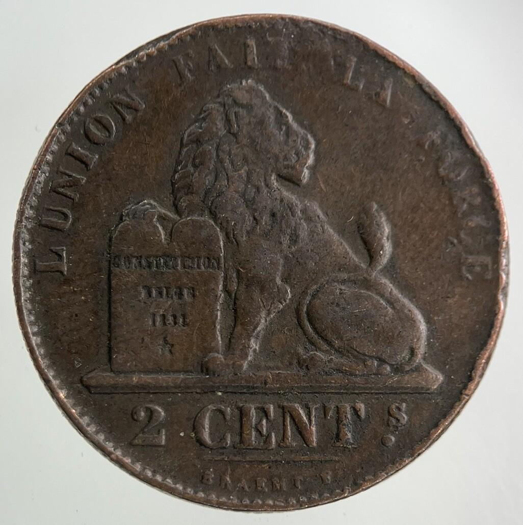 1864 Belgium 2 Centimes Coin | Fine Collectable Grade