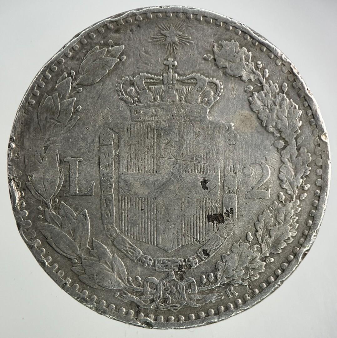 1884 Italy 2 Lira Silver Coin | Collectable Grade