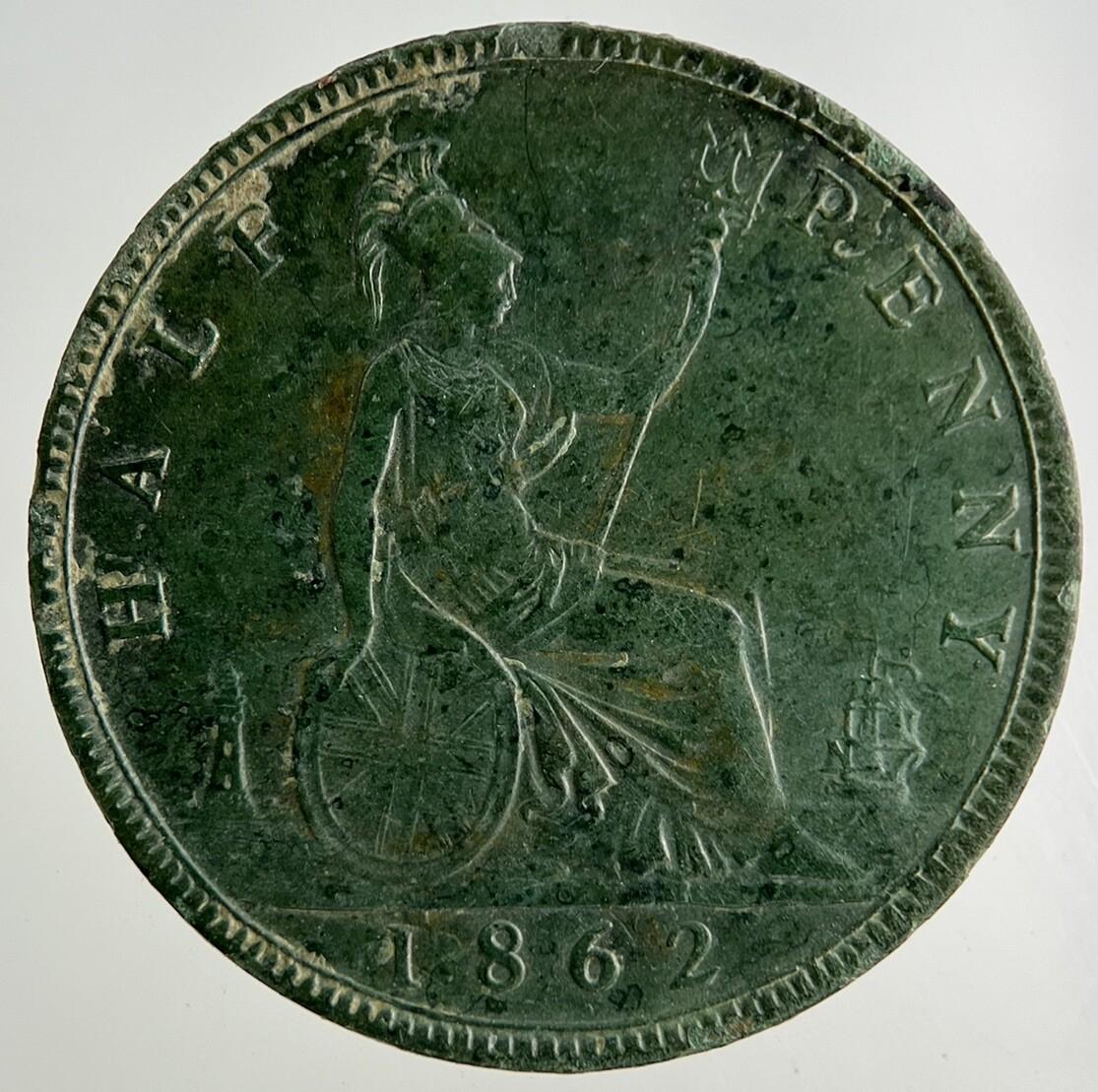 1862 Victoria Half-Penny Coin | Fine Collectable Grade