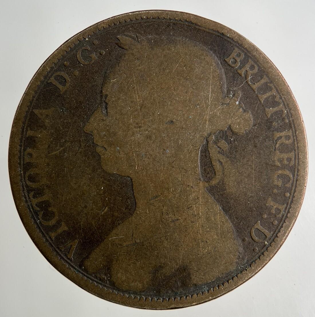 1890 Victoria One Penny Coin | Fair Grade