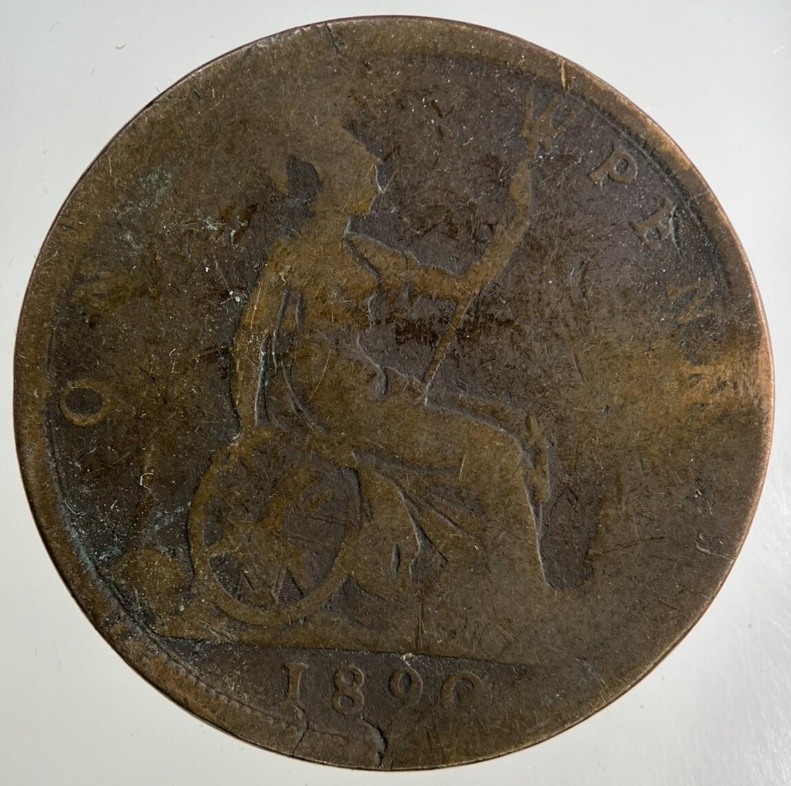 1890 Victoria One Penny Coin | Fair Grade