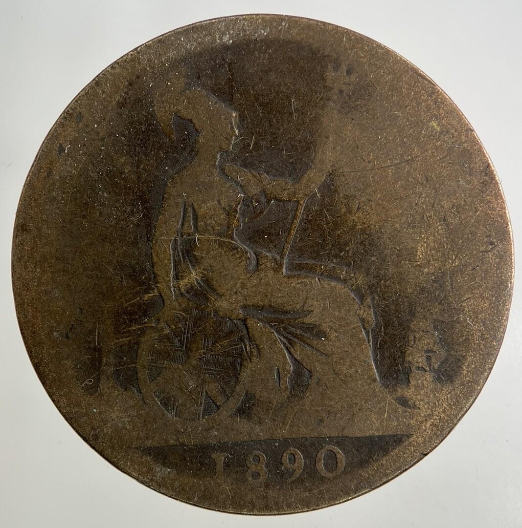 1890 Victoria One Penny Coin | Worn Grade