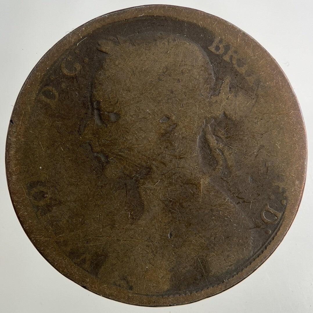 1891 Victoria One Penny Coin | Worn Grade