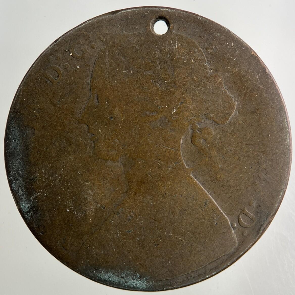 1861 Victoria One Penny Coin | Worn Grade