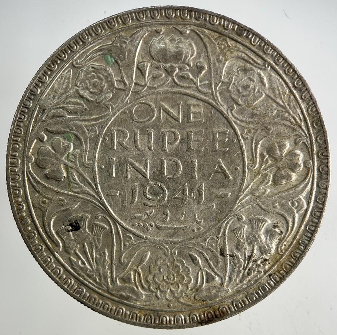 1941 India One Rupee Silver Coin | Fine Collectable Grade
