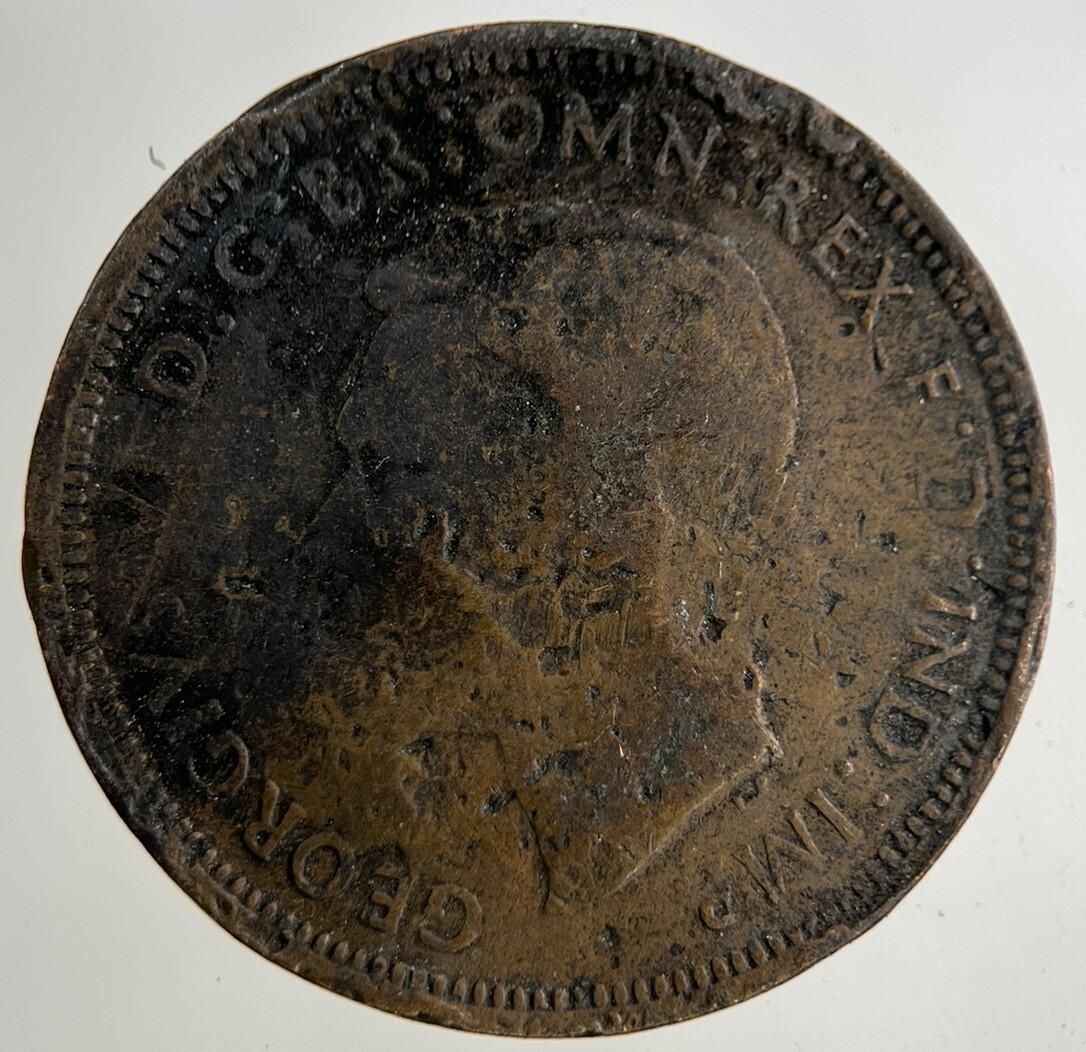 1942 George VI Half-Penny Coin | Worn Grade