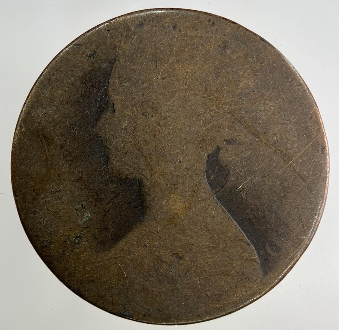 1861 Victoria One Penny Coin | Worn Grade