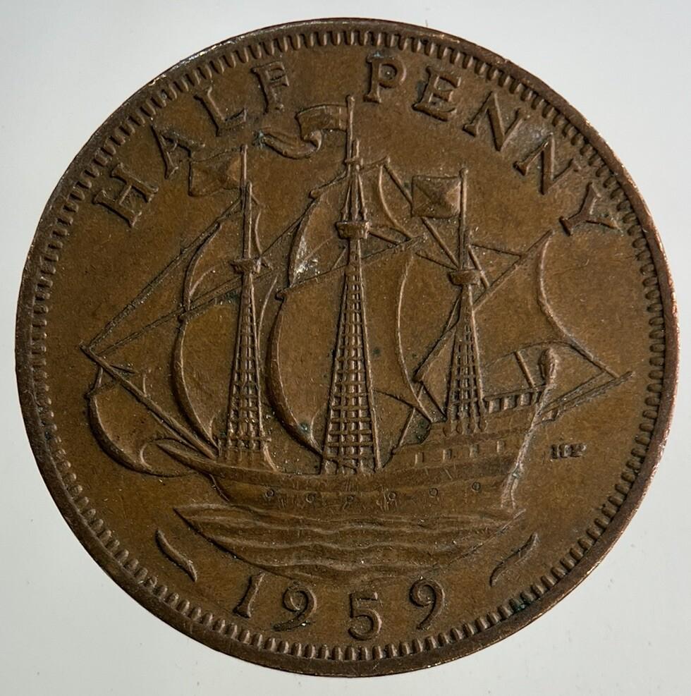 1959 Elizabeth II 2nd Half-Penny Coin | Fine Collectable Grade