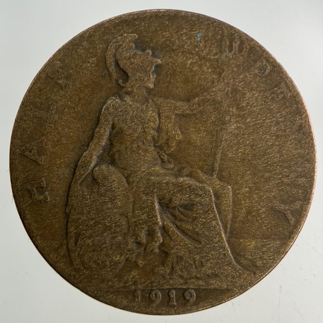 1919 George V Half-Penny Coin | Fair Grade