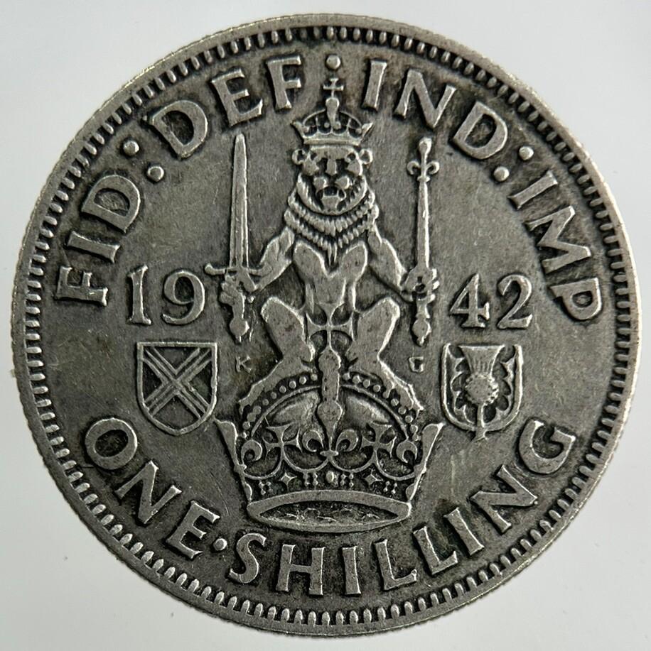 1942 George VI Shilling Silver Coin | Fine Collectable Grade