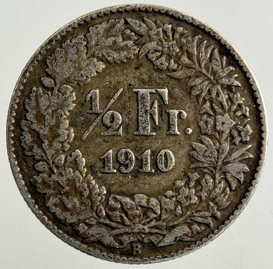 1910 Switzerland Swiss Half 1/2 Franc Silver Coin | Fine Collectable Grade