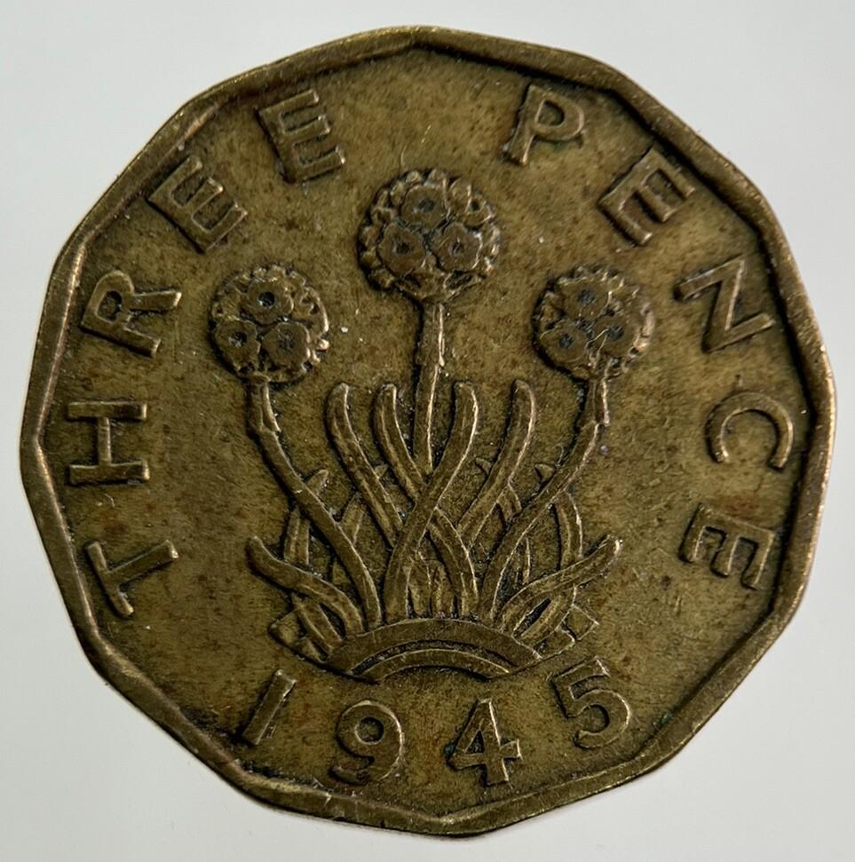 1945 George VI Brass Threepence Coin | Fine Collectable Grade