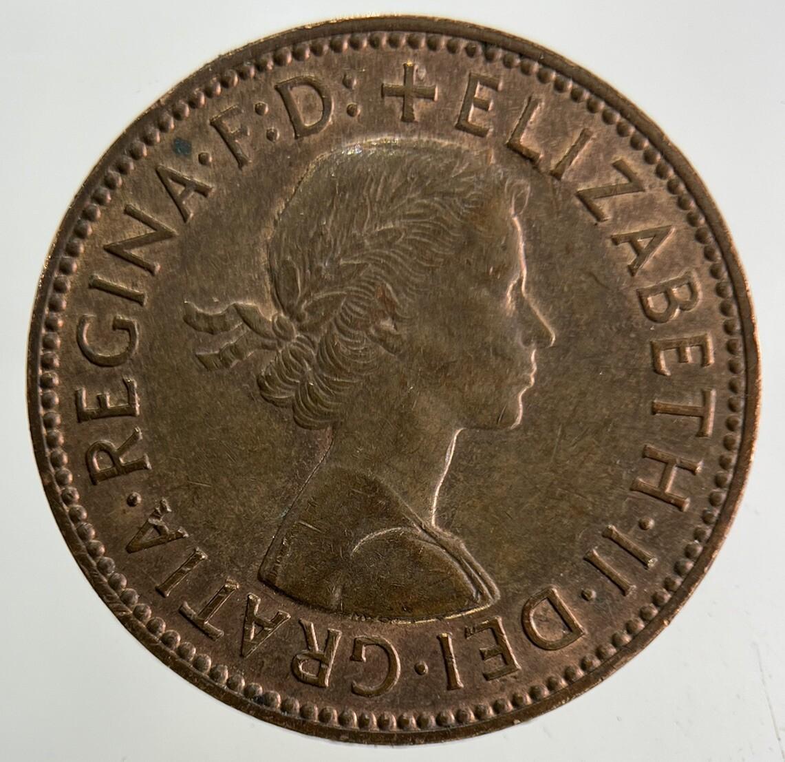 1959 Elizabeth II 2nd Half-Penny Coin | Very Fine Grade