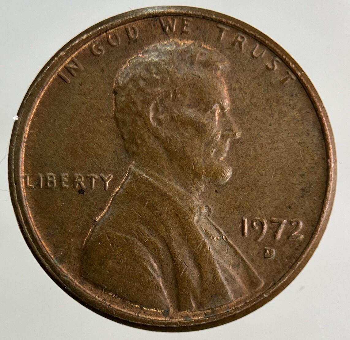 1972-D US USA Lincoln One Cent Coin | Fine Collectable Grade