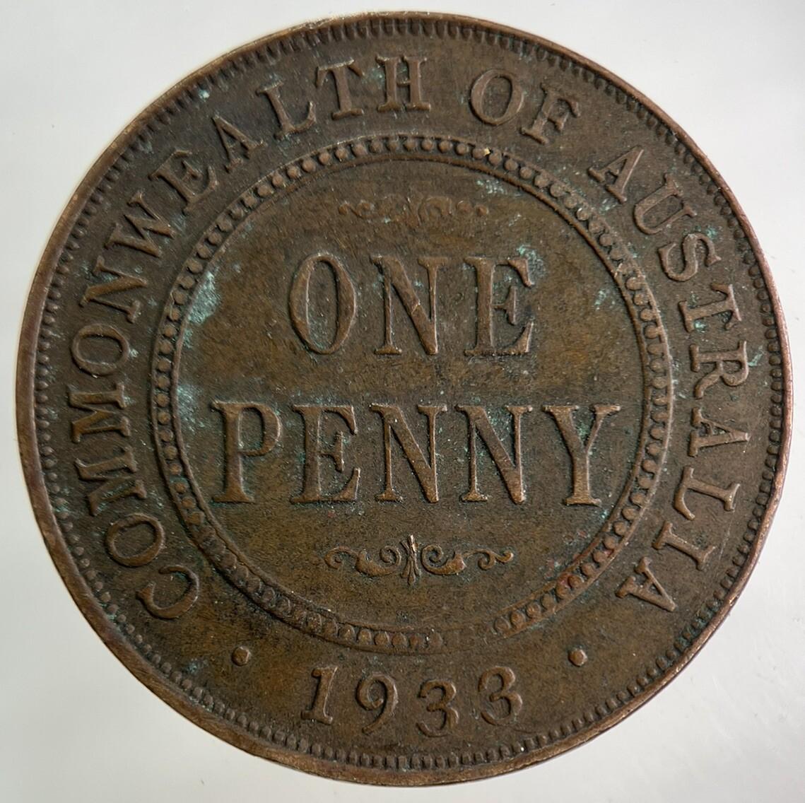 1933 Australia One Penny Coin | Fine Collectable Grade