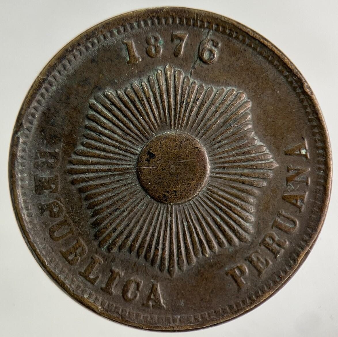 1876 Peru Dos 2 Centavos Coin | Collectable Grade