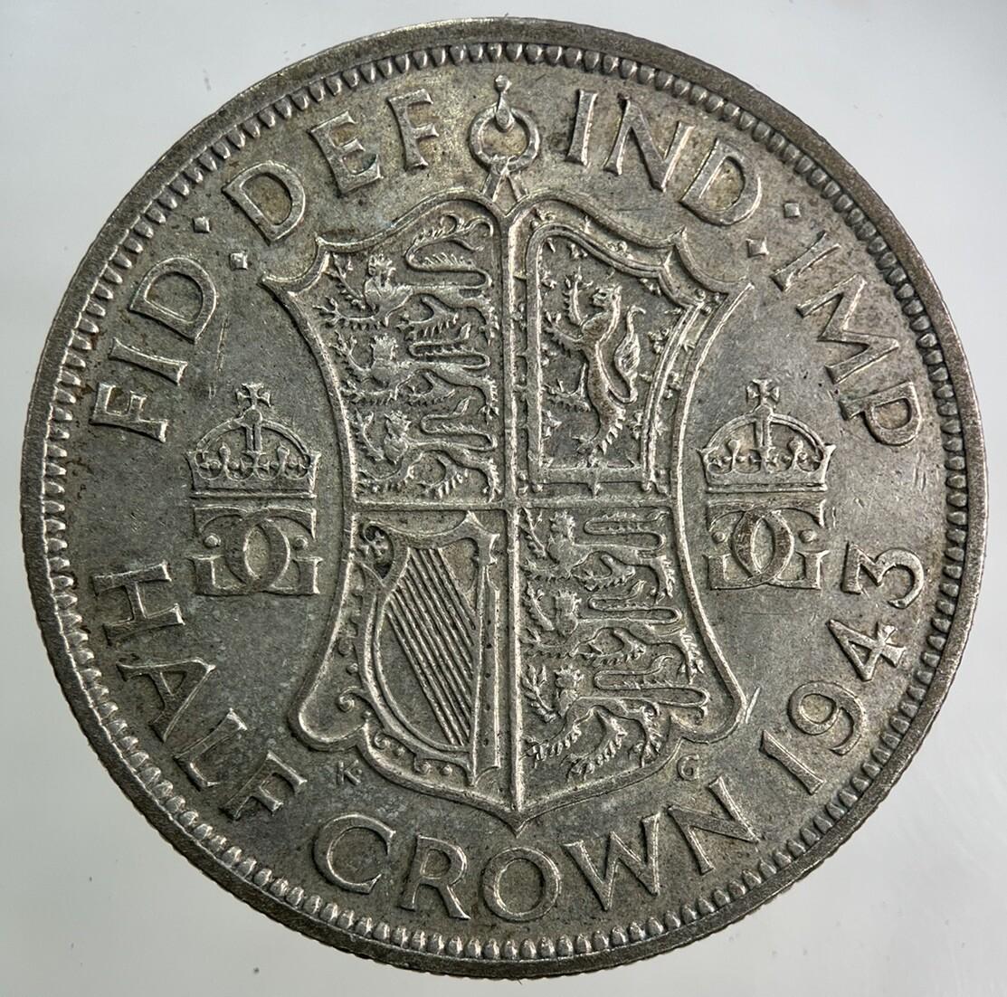 1943 George VI Half-Crown Silver Coin | Fine Collectable Grade