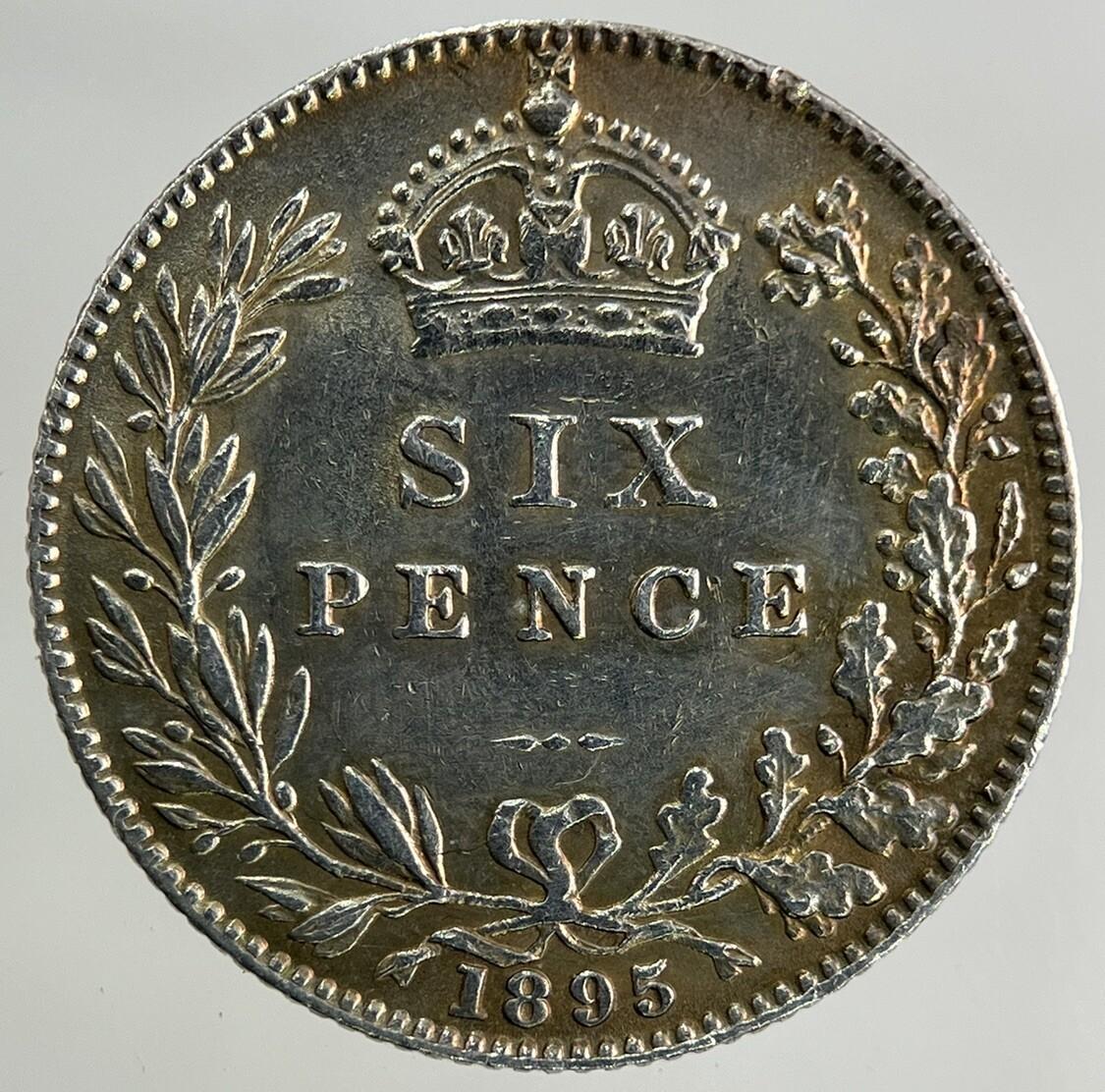 1895 Victoria Sixpence Silver Coin | Very High Grade