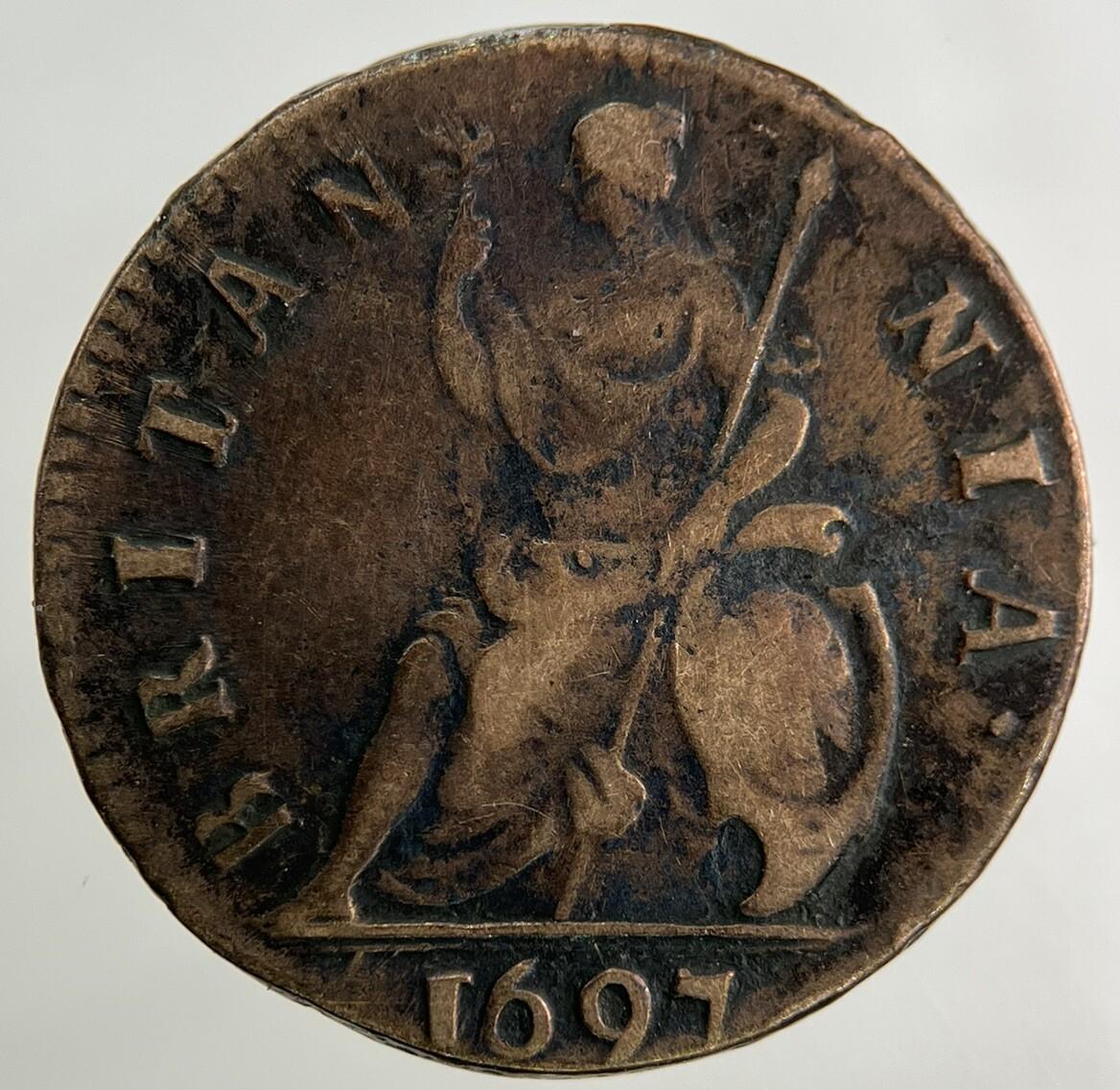 1697 William III 3rd Farthing Coin | Fine Collectable Grade
