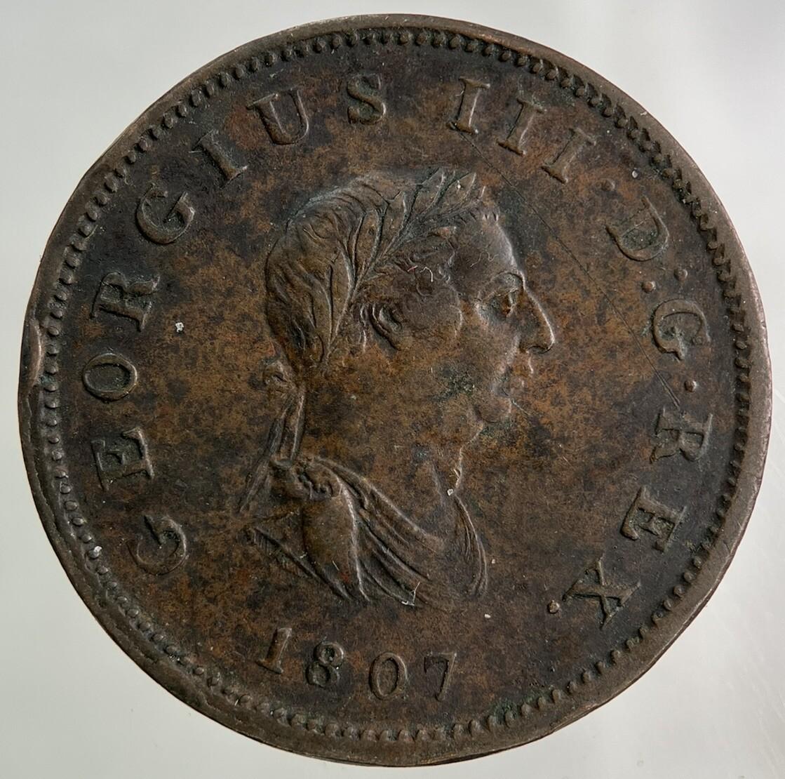 1807 George III 3rd Half-Penny Coin | Very High Grade