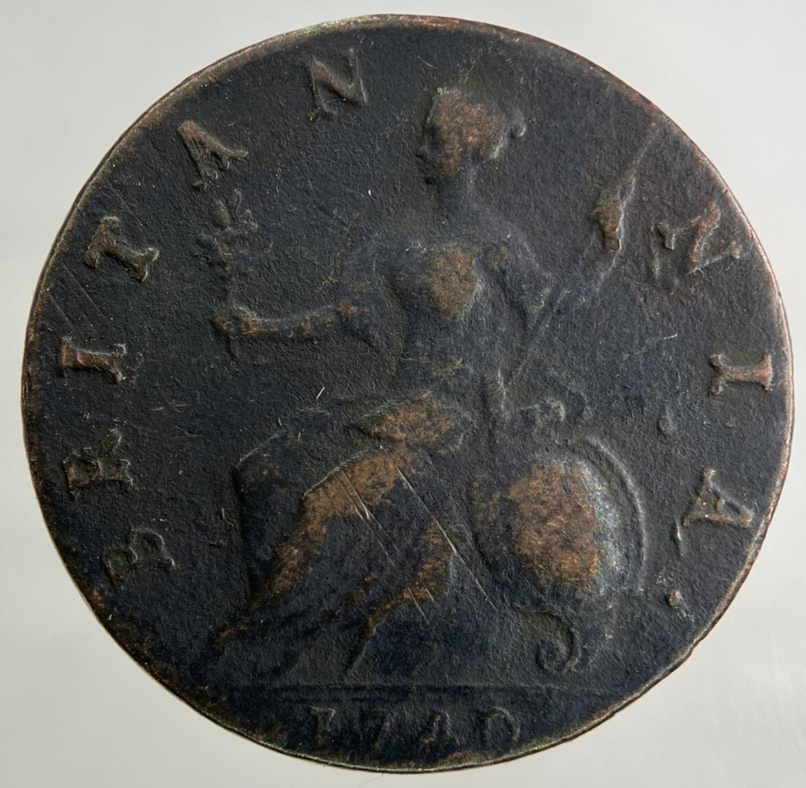 1740 George II 2nd Half-Penny Coin | Fine Collectable Grade