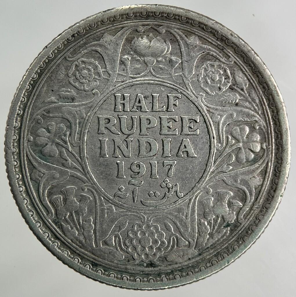 1917 India Half Rupee Silver Coin | Fine Collectable Grade