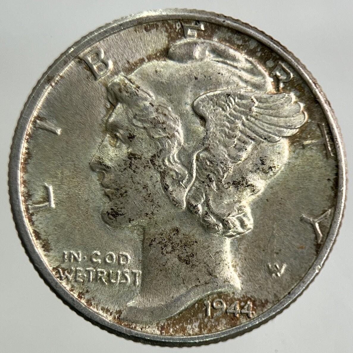 1944 US USA Mercury Dime Silver Coin | Very High Grade
