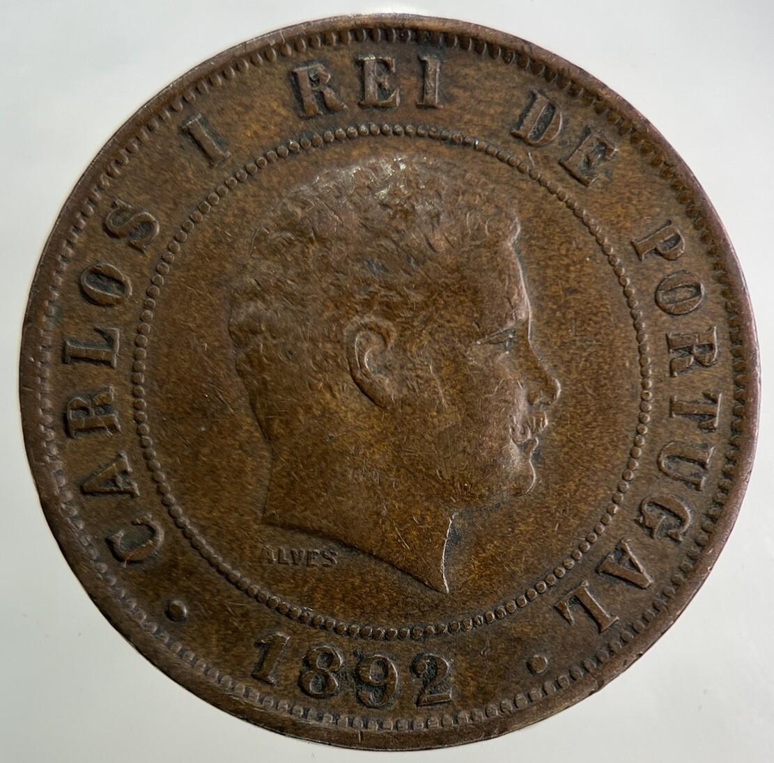 1892 Portugal 20 XX Reis Coin | Very High Grade