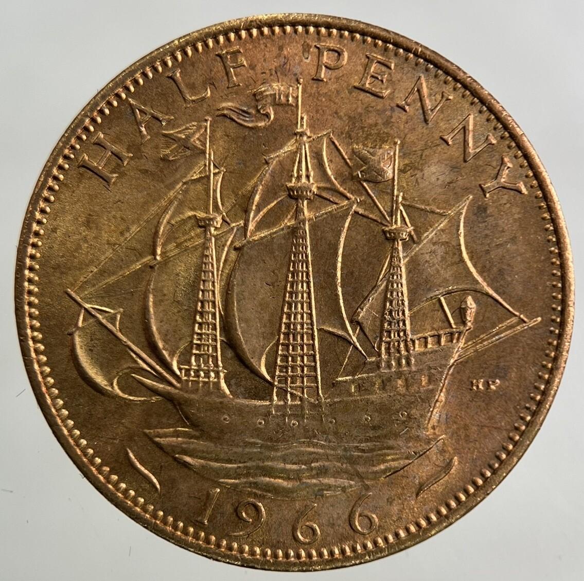 1966 Elizabeth II 2nd Half-Penny Coin | Very Fine Grade