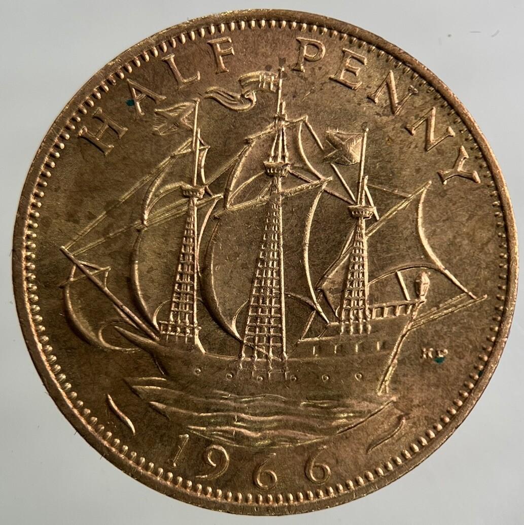1966 Elizabeth II 2nd Half-Penny Coin | Very Fine Grade