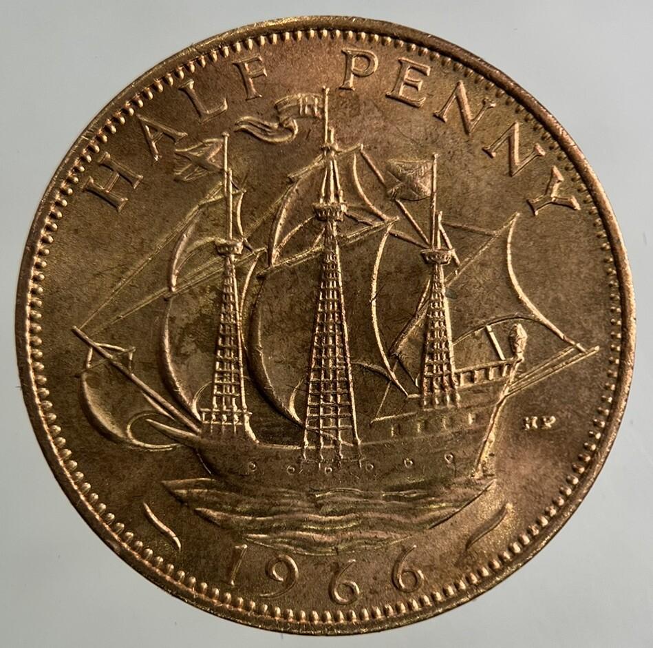 1966 Elizabeth II 2nd Half-Penny Coin | Very Fine Grade